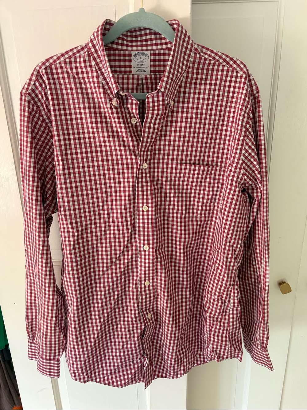 Brooks Brothers Red and White Gingham Button-Down Shirt